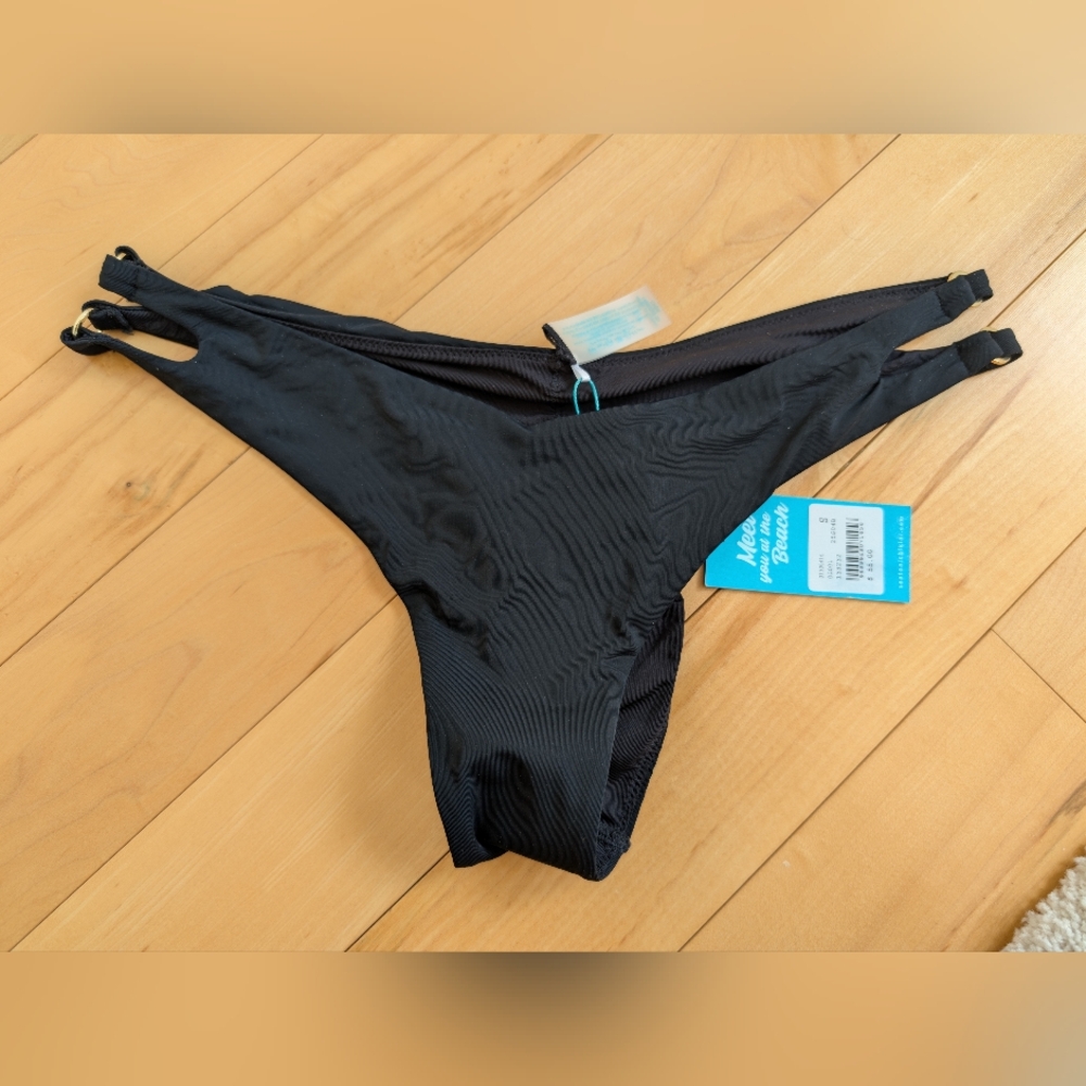 New Seatonic Cheeky Ruched Bikini Bottom S Black